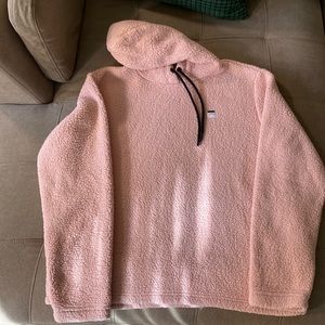 XL Pastel Pink Sherpa Fila Hooded Sweatshirt